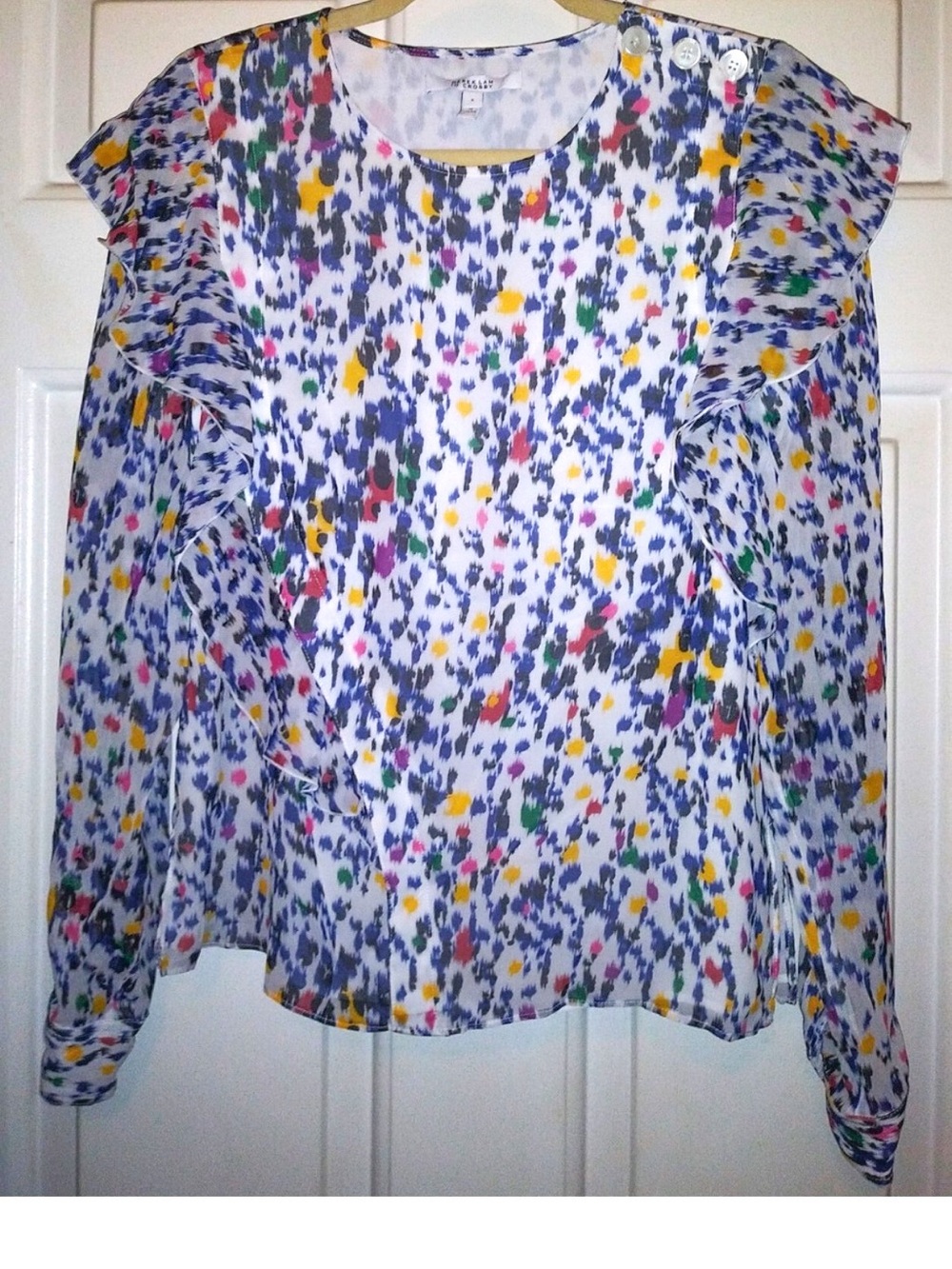 Derek Lam 10 Crosby Multicolor Blouse Ruffle Accent 4 BNWT Rare Designer Top Lux